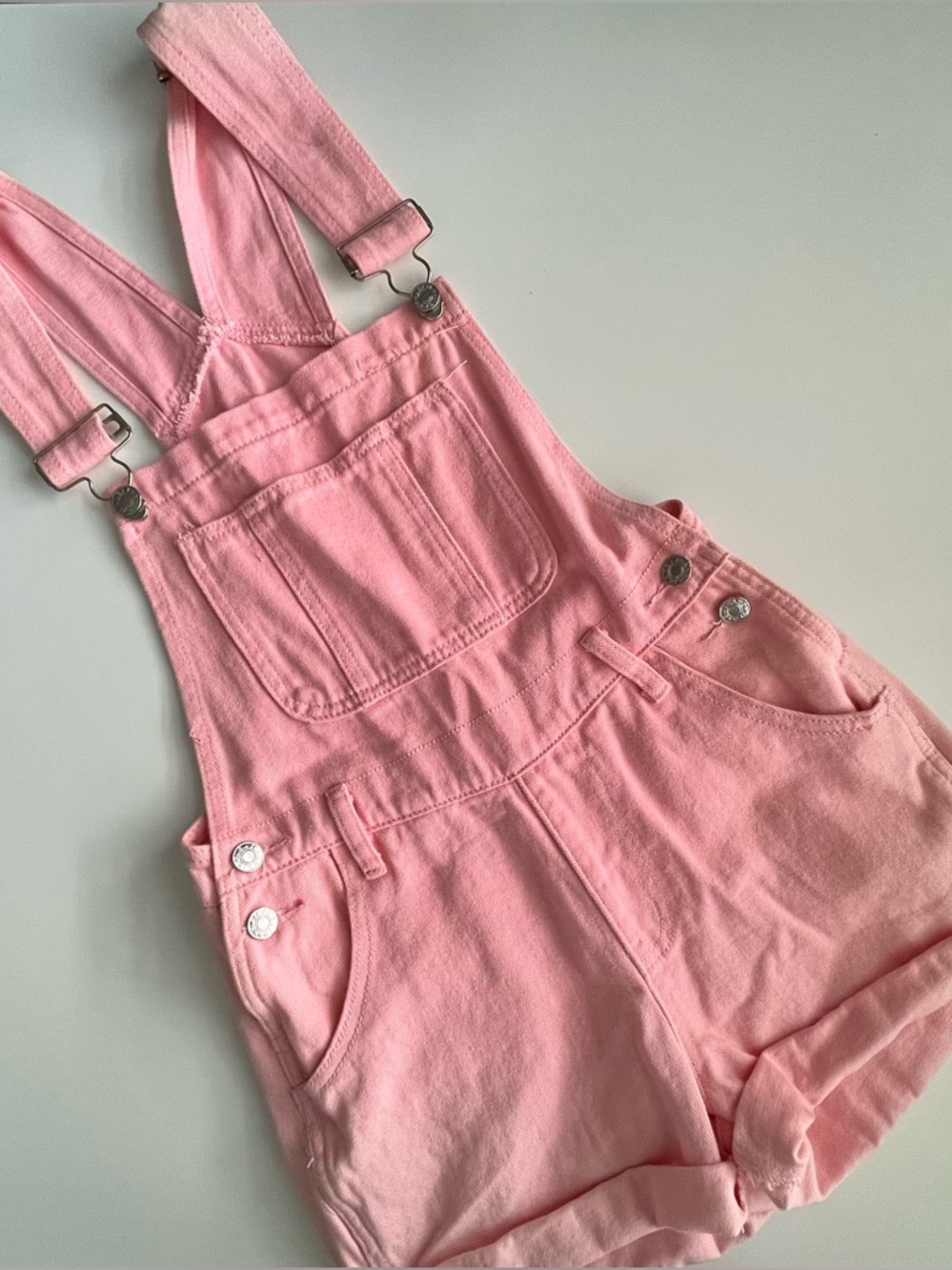 Pink Denim Short Overalls
